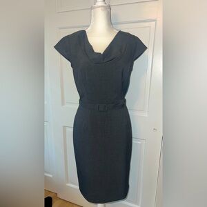Calvin Klein Charcoal Gray Belted Sheath Dress 8 M